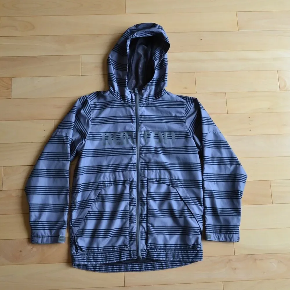 Burton Windbreaker Rain Jacket Striped Gray Size Medium Dryride
